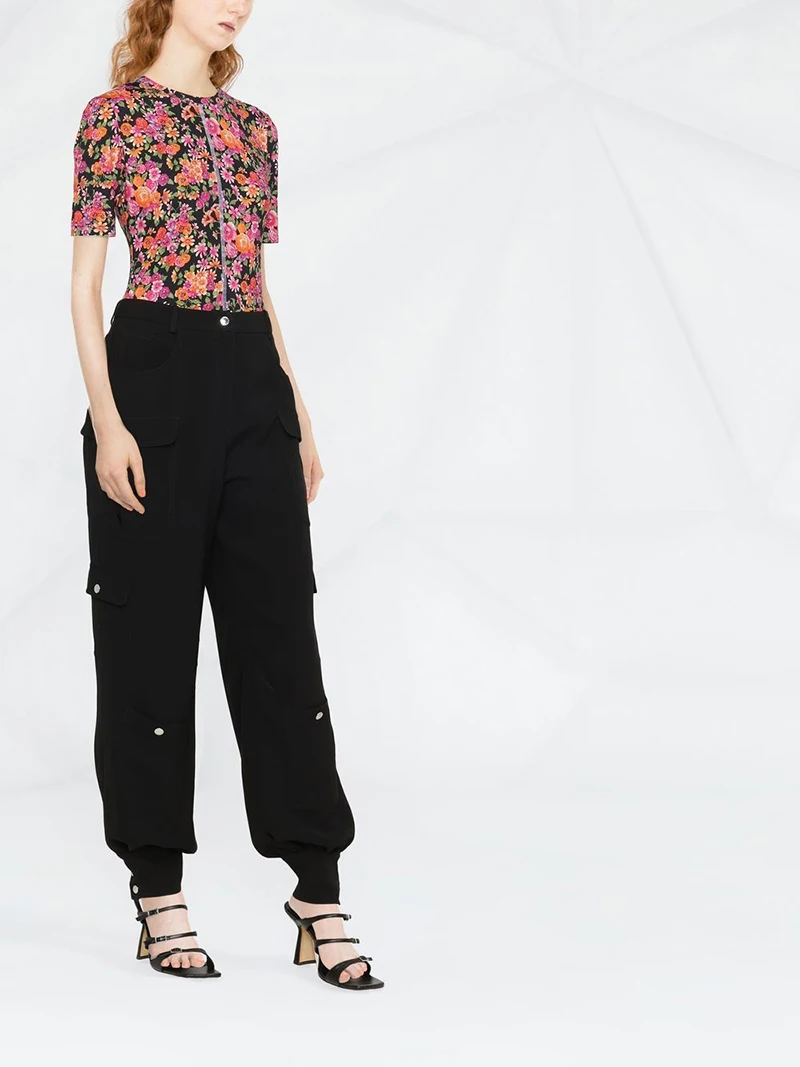 Ankle Banded Cargo Pants Print Custom High Quality Loose Casual Canvas Pattern Knitted with Multi Pockets for Women Black 7days