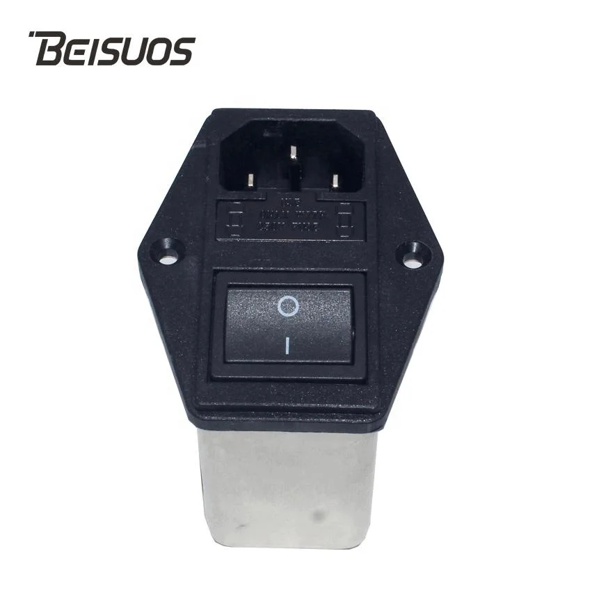Винтовой монтаж IEC C14 AC socket 10A EMI filter double fuse с переключателем