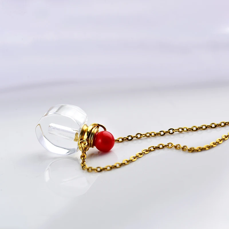Perfume bottle pendants stainless steel chain gold plated necklace women jewelry