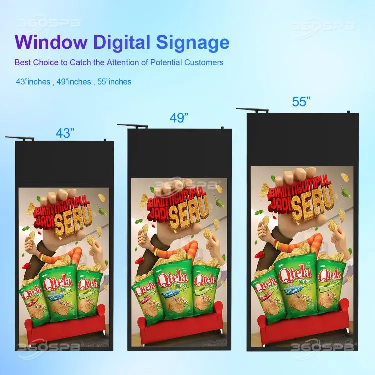 360SPB IWD43A Double-Sided 4k LCD window digital signage panel for retail store