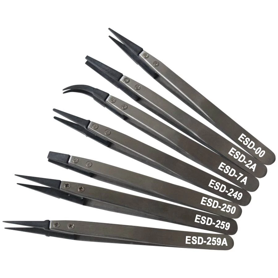 ESD Antistatic Stainless Tweezers with Electronics Factory ESD Tweezers