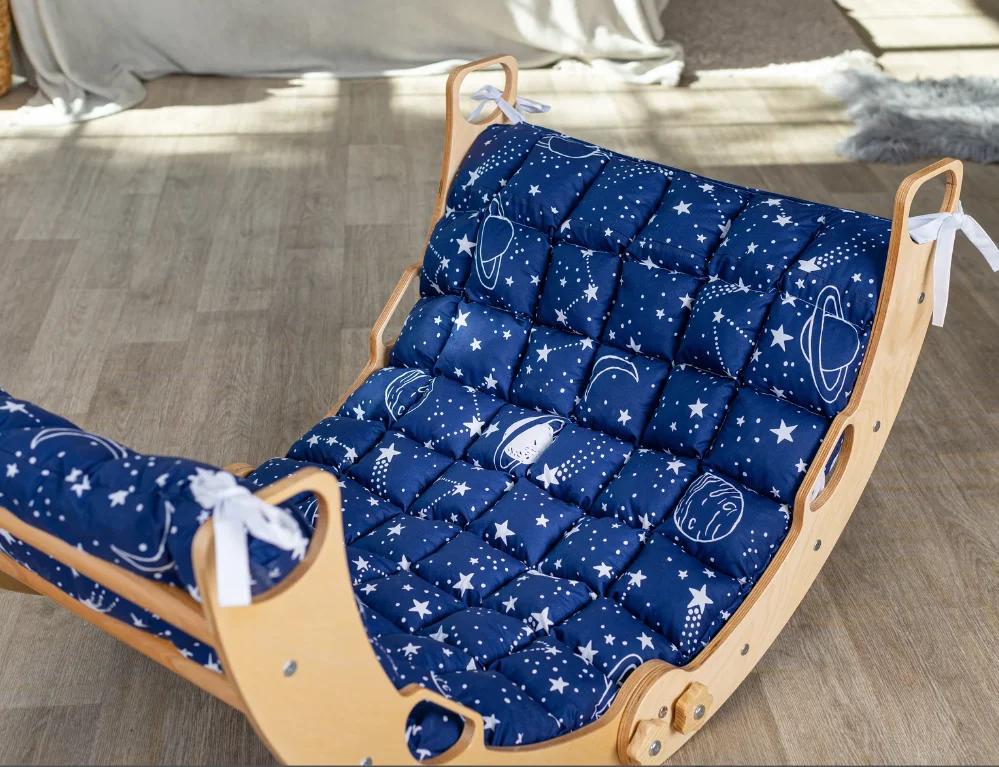 W166 Large Climbing Foldable Arch with Pillow, Montessori arch rocker with rock ramp and slide, arch rocker cushion