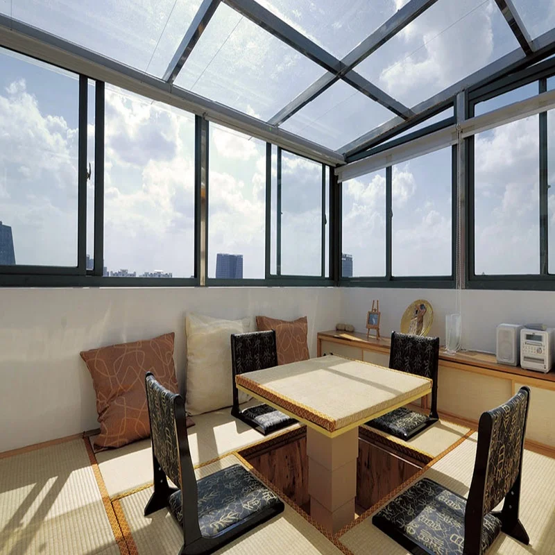 
Factory price prefabricated aluminium sunrooms all season solarium screen room curved glass sunrooms Details 