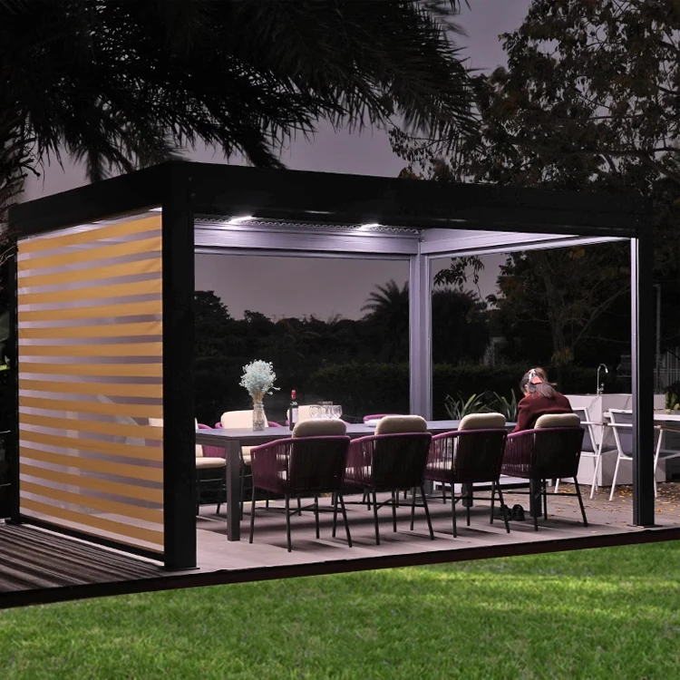 Luxury Modern Outdoor Pergola  Waterproof Louver Roof Metal Garden Pergola aluminium outdoor retractable terrace pergola