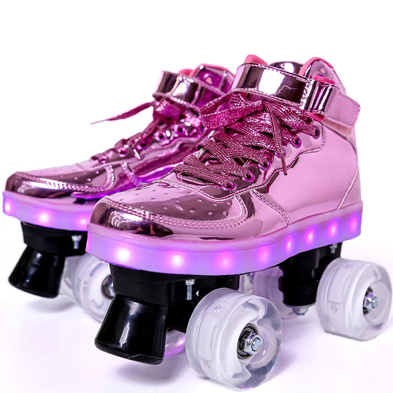 
Wholesale cross - border LED lamp shoes double wheel men and women adult children pulley shoes 