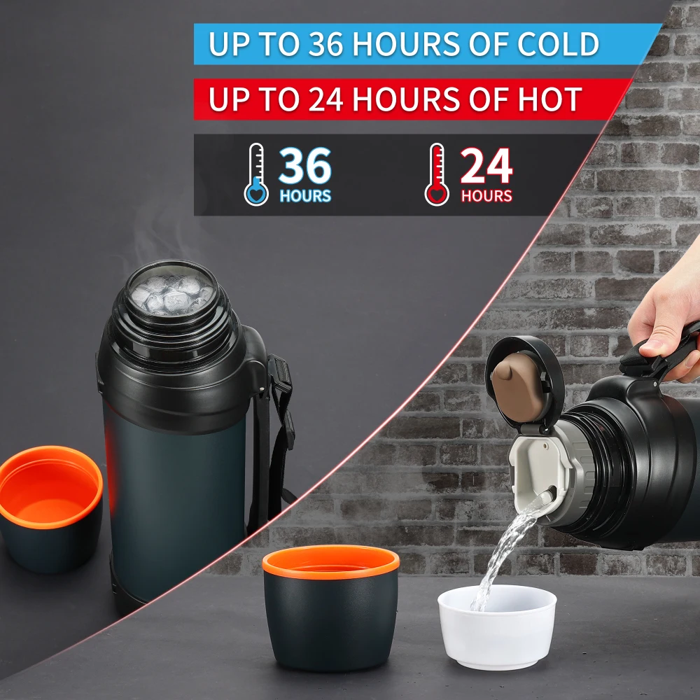 Low MOQ 2L 2.5L Travel Stainless Steel Water Pot Jug 1 Gallon Sport Double Wall 24 Hours Hot Stainless Steel Pot