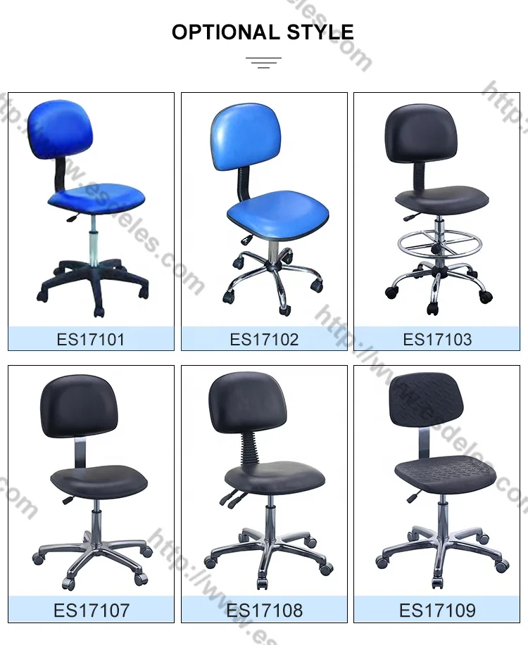 ESD Cleanroom Ergonomic Design Conductive Production Worker Chair PU Foam Antistatic Adjustable Antistatic PU ESD Fabric Chair