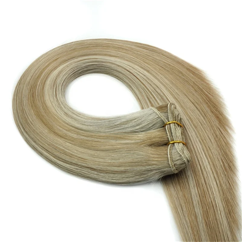 Original European Best Quality Double Drawn Russian Remy Human Hair Weft Virgin Cuticle Aligned Weft Hair Extensions