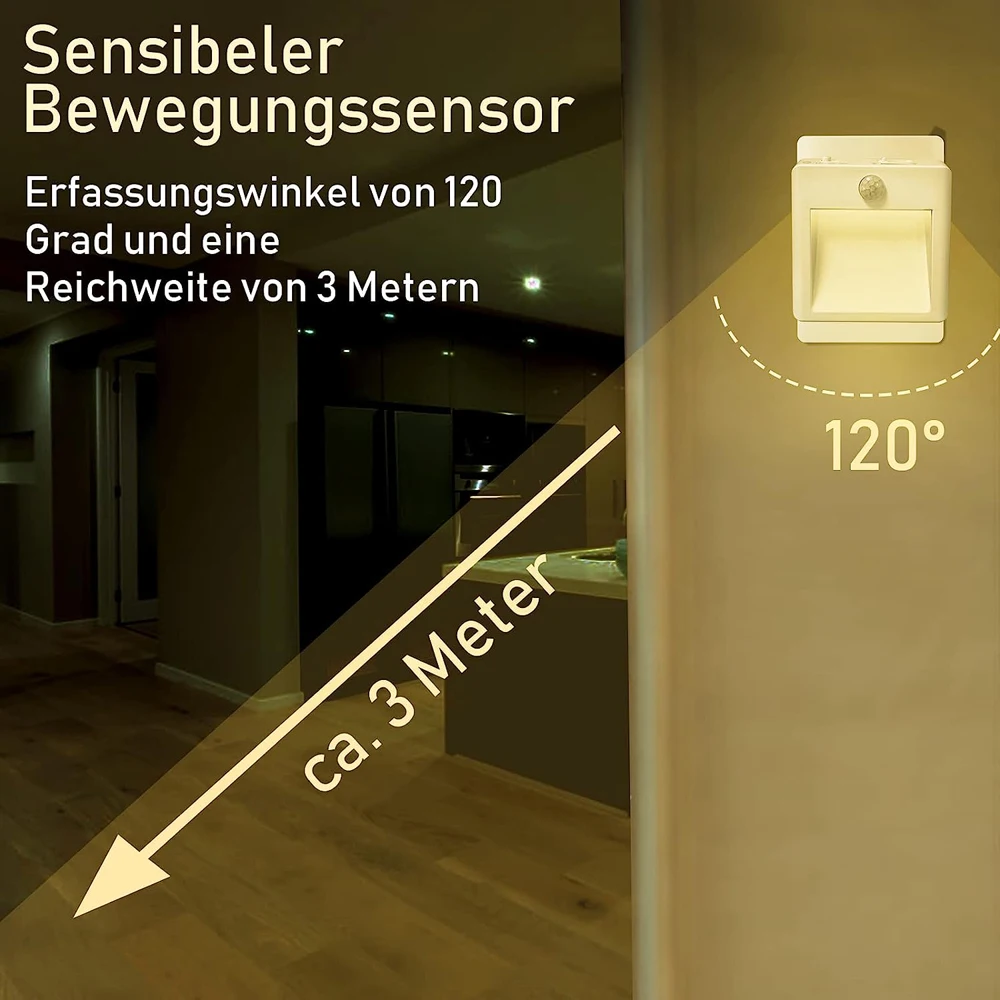 Motion Sensor LED Night Light EU Plug 220V Dimming Sleep Lights for Home Bedroom Corridor Lighting Staircase Bedside Lamp