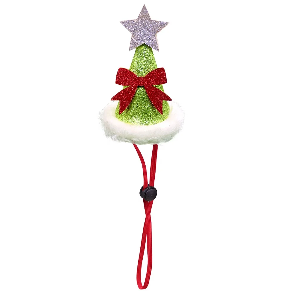 E-Magic Discount Adjustable hat lace gauze skirt santa claus Cat dog hat bow tie for cute pet hair accessory