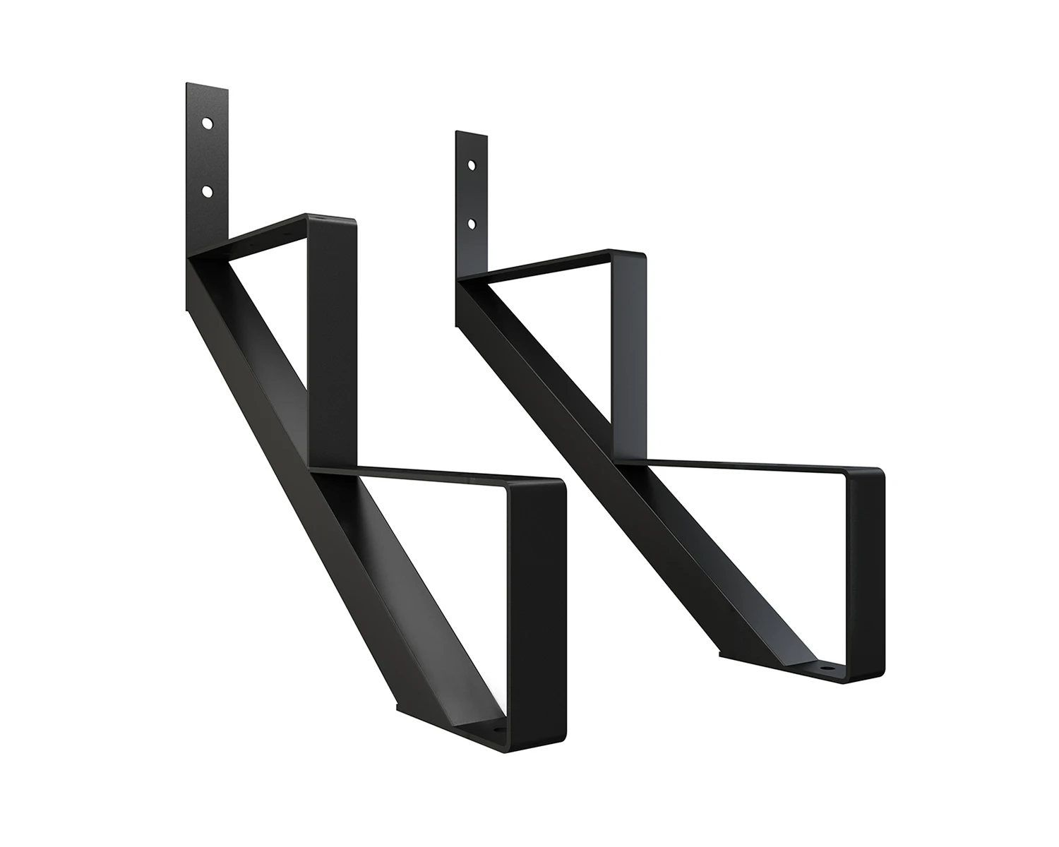 DIY Garden Outerdoor  Wooden Stair Parts Black Steel 2-Step Stringer Stair Riser