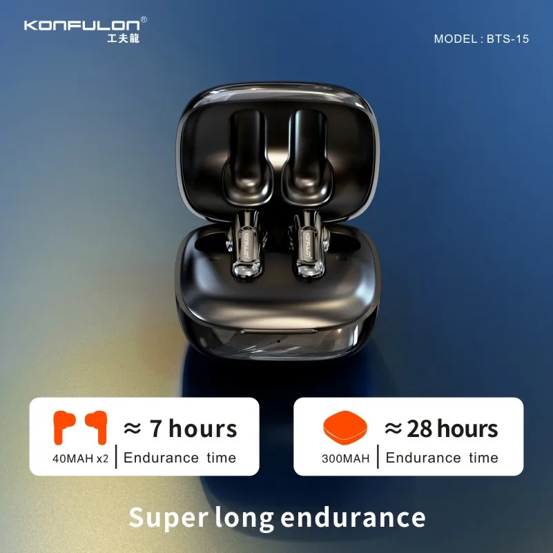 Konfulon TWS Dual Double Moving-coil Blue Tooth Earphones Deep Bass Touch Control Headphone True Wireless Stereo Earbuds headset