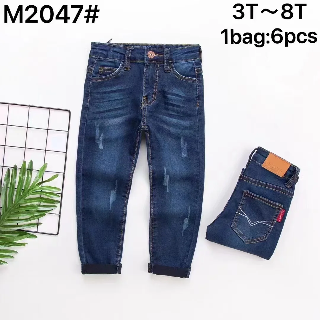 Wholesale Price kids Clothing Ripped Washed Denim Jeans for Children 3-8Y Casual Style Spandex Boys Jean