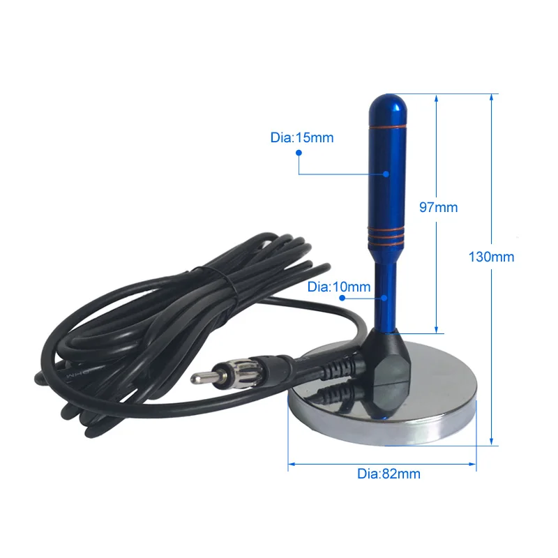 
82mm strong magnetic base omni car am fm radio antenna with black red silver blue colors 