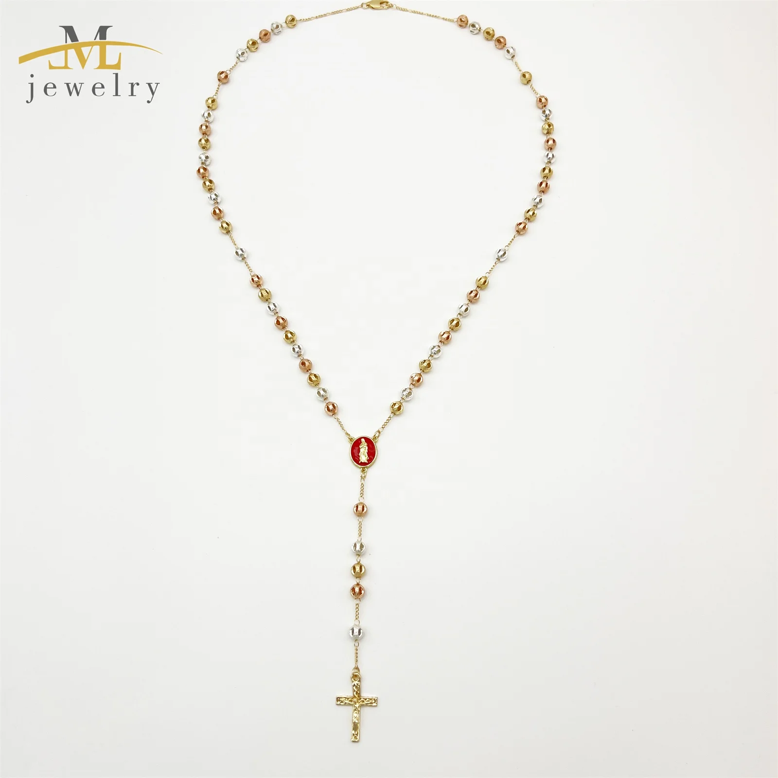 JML 2025 JML New Design Beads Charm Necklace Catholic Rosaries Y Shape Necklace Sublimation Rosary With  Crucifix for Men Women