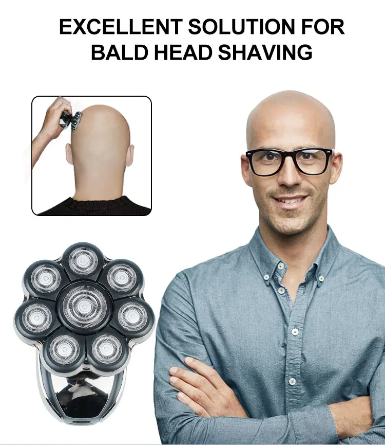 Customized Logo Multi Electric Rechargeable Shaver Cordless Multi Headed Profesional Beard Head Shaver For Bald Men