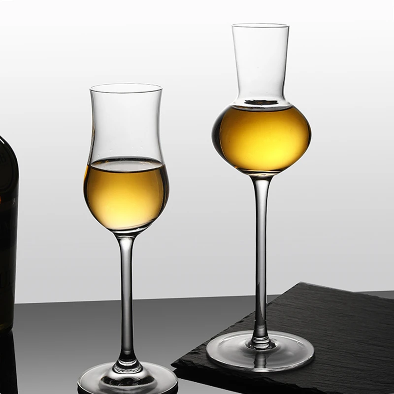 
Wholesale a variety of styles long handle wine flavor goblet crystal wine tasting guide glass tulip grappa glass 