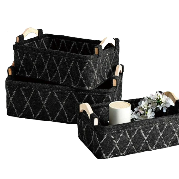 Wholesale High Quality Felt Portable Eco-friendly Felt Toys Laundry Box Felt Storage Baskets