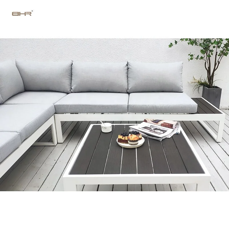 BHR современный 5 местный открытый сад диван комплект одежды из трёх вещей из алюминия для сидения l патио диваном набор