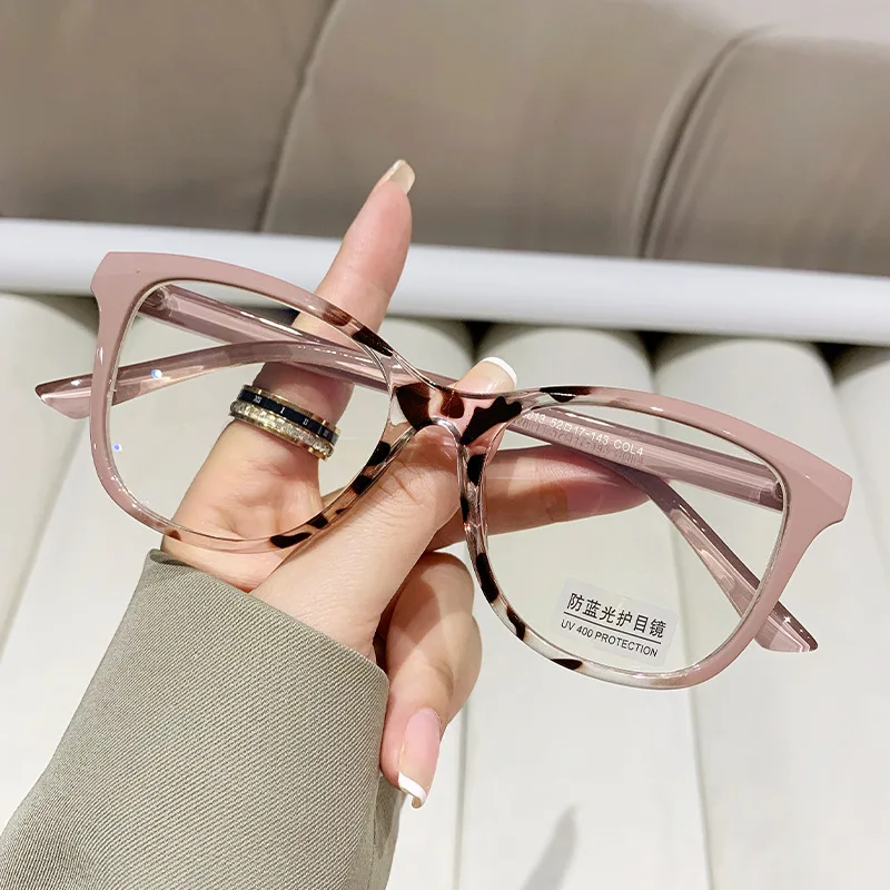 Fashion Cat Eye Eyewear Color Blocking Optical Eyeglasses Frame Computer Gaming Eye Protection Anti Blue Light Flat Glasses