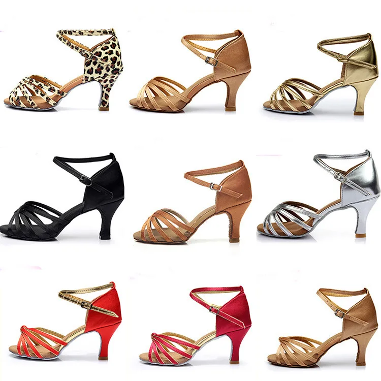 Latin dance  indoor training shoes women adult high heel dance shoes satin gymnastics shoes