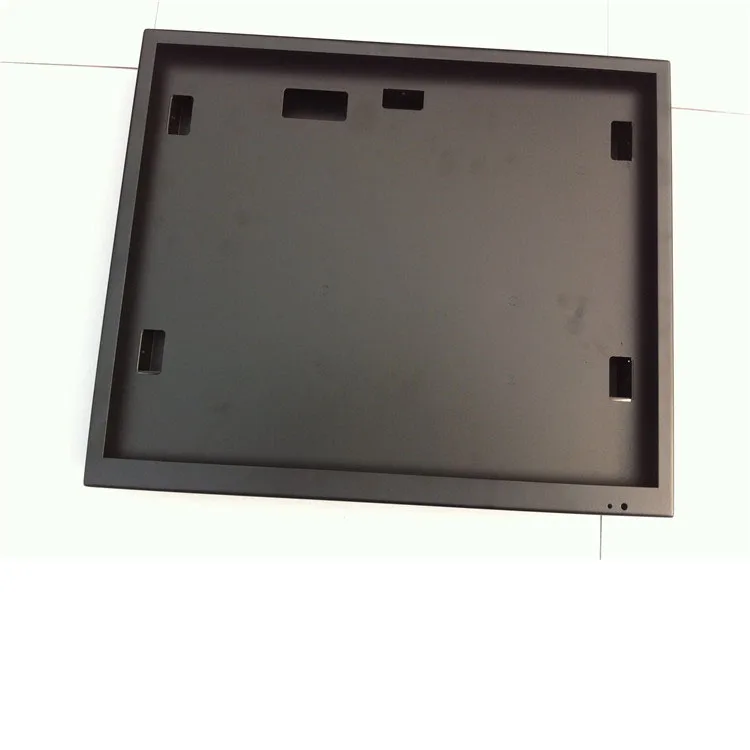 black powder coated low carbon steel sheet metal stamping bending forming fabrication industrial electronic enclosure