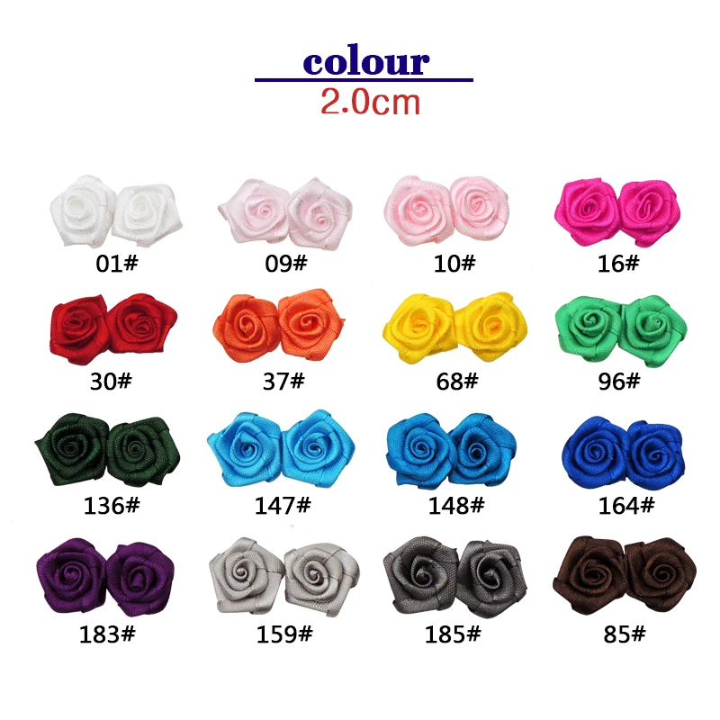 Custom Wholesale 15mm  Mini Ribbon Flowers For Dresses Gold Silver And Colorful Decorative Small Metallic Ribbon  Roses
