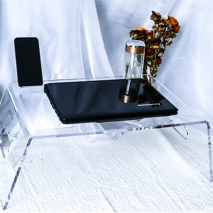Multi Function mini lamptop table Acrylic bed Serving Tray with phone holder
