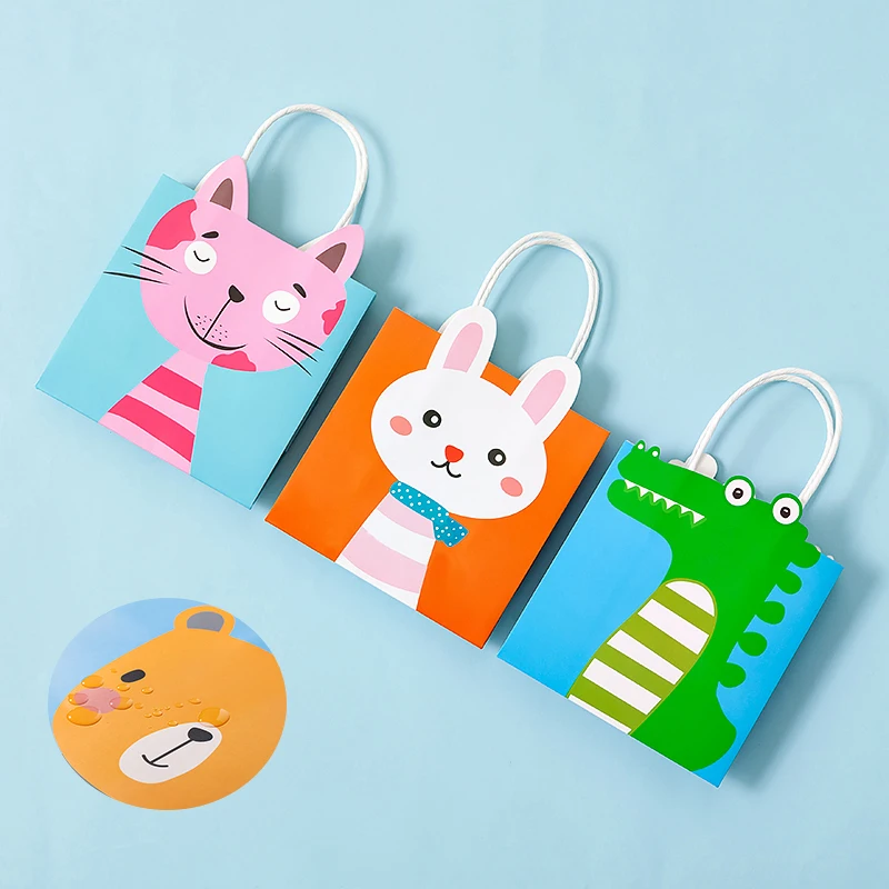 Fancy Personalized Small Size Eco Friendly Colored Printed Cute Kids Gift Packaging Paper Bag With Handles