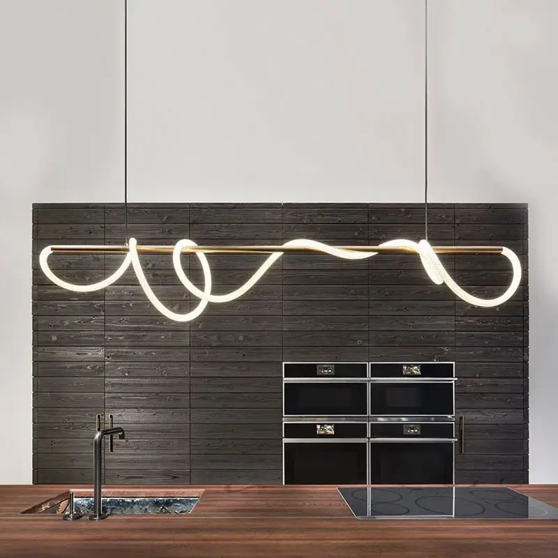 Nordic Modern Minimalist Linear Chandelier for Kitchen LED Light Home Decor Lamp with Installation Service for Study Room Models