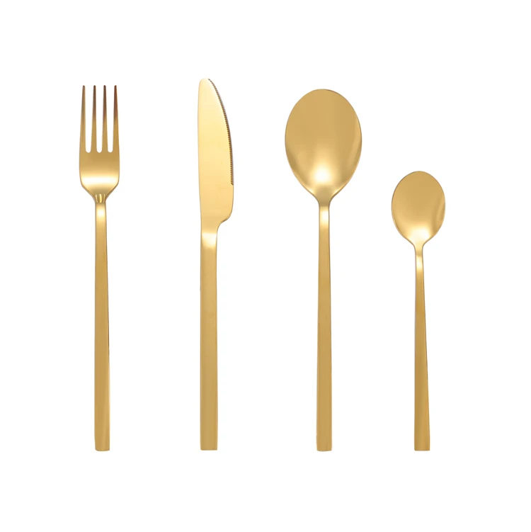 hot sale juego de cubiertos Stainless Steel Tableware Fork Knife Satin Gold Flatware Set