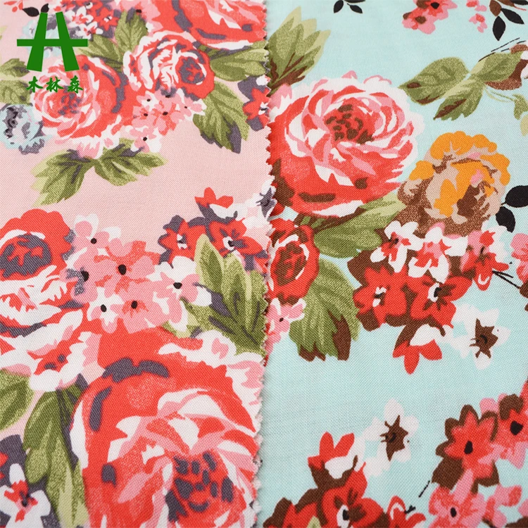 Mulinsen Textile Reactive Printed Floral Design Rayon Challis Fabric, 100% Viscose Poplin Fabric, Viscose Fabric