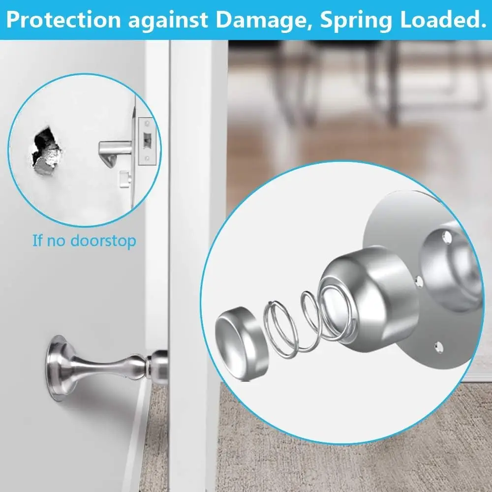 Magnetic Door Stop Stainless Steel Magnetic Door Catch 3M Double-Sided Adhesive Tape No Drilling