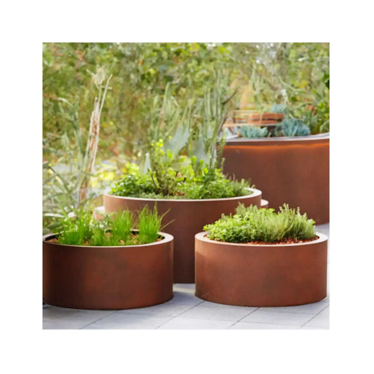 Customized irregular metal flower pots garden decorative flower pots blue steel flower pots