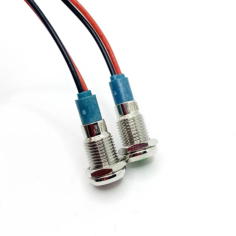 Mini 12v/24v/36v/110v/220v 8mm Red LED Metal Indicator Light With 20cm Wire