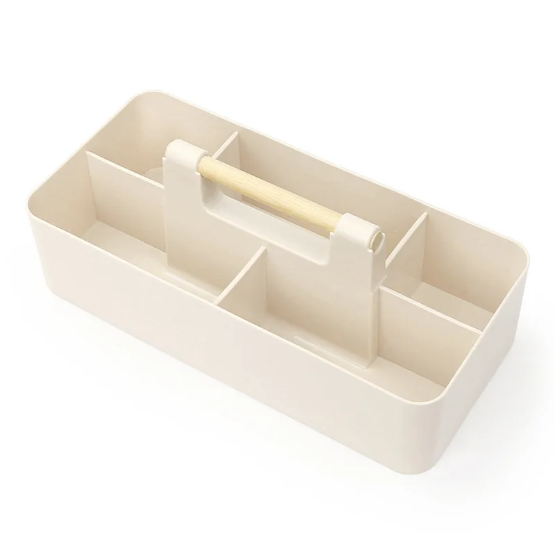 Creative classification wooden handle desktop Plastic storage basket for sundries Table storage box Desk Organizer