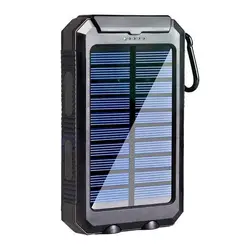 20000mah IP67 IPX6 Solar Power Bank Charger Waterproof Type C Input Port Dual Portable Solar Panel Charging for Cellphone