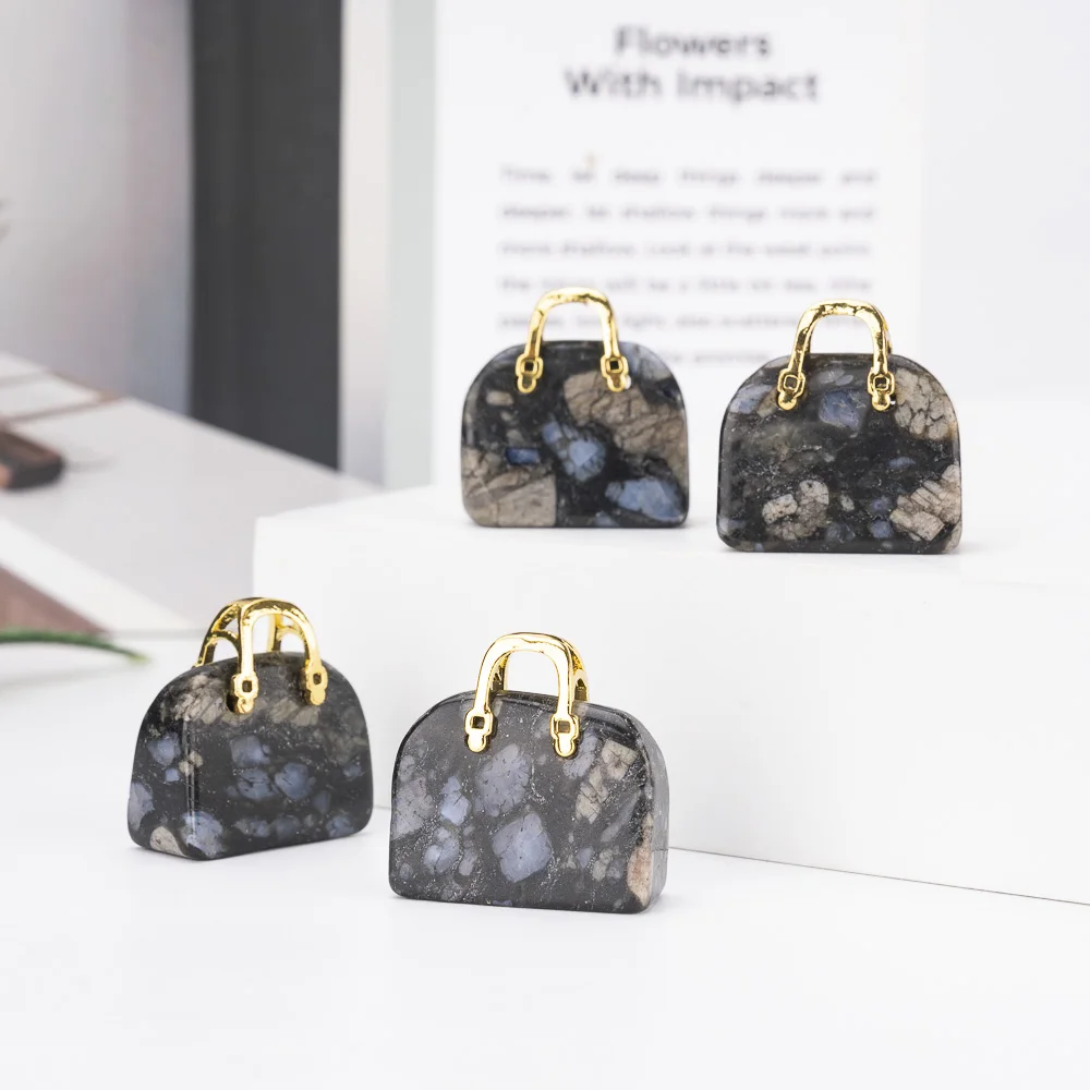 BZ JADE TIFA Factory wholesale 1 inches Rhyolite Purse Carving mini Handbag Pendant Gemstone Purse for Crafts Gifts