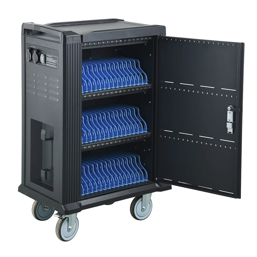 Soft touch 48 way DC charging cart with plastic corner