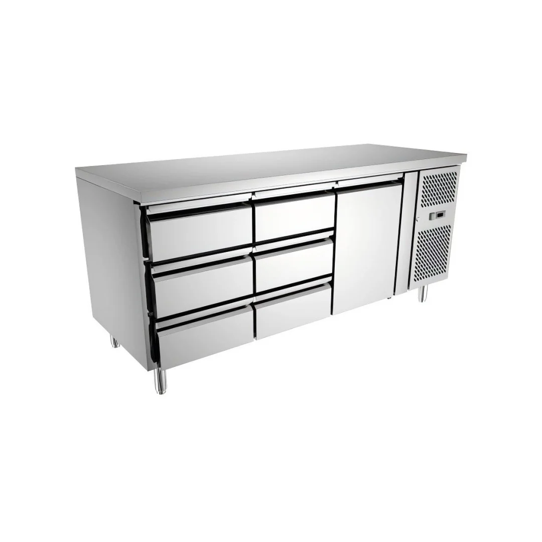 Commercial 3-Door Counter Refrigerator Air Cooling Workbench 420L Capacity Stainless Steel Worktop 3-Door Refrigerator