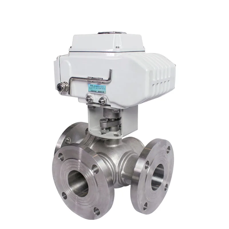 COVNA 2 Inch Stainless Steel 3 Way Valves Electric Flanged End DN50 Motorized Ball Valve With Handle