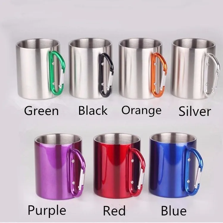 
200-300ml BPA Free mountaineering buckle double wall metal wine camping mug with handle 