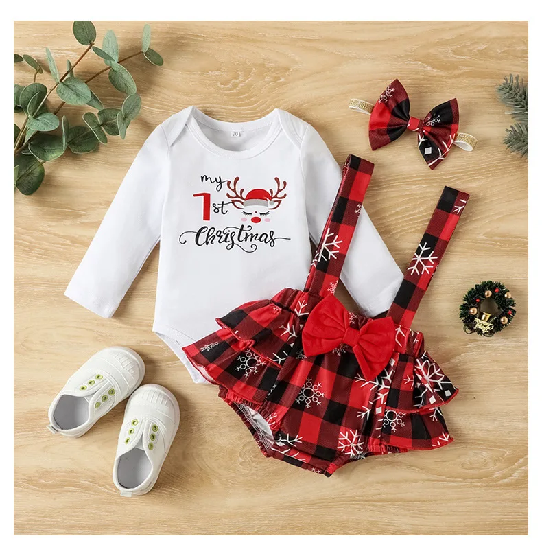 Christmas 2024 Baby Clothing Dress Costume Baby Girls 1st Birthday Puffy Dress Red Clothes Fashion Toddler Girls Clothes