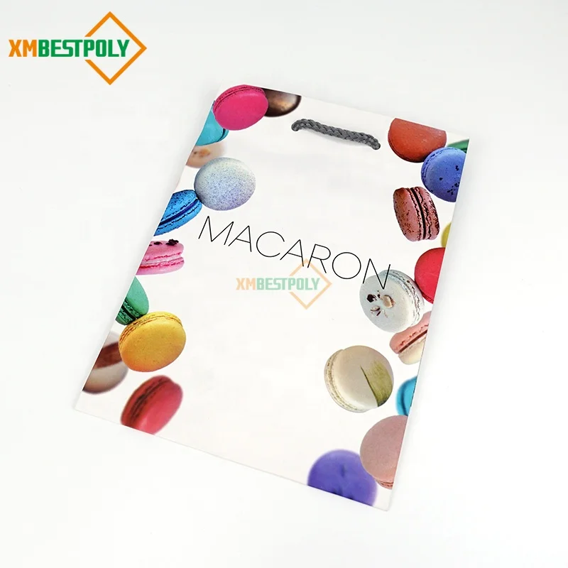 Custom Printed LOGO Recycled White Paper Shopping Bags With Handle For Food Gift Packaging Bag