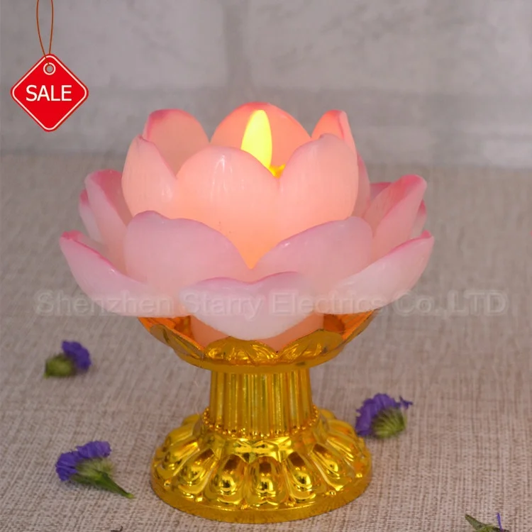 Battery Operated LED Chinese Lotus Candle With Moving Wick Flame
