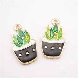 Factory wholesale hot zinc alloy colorful enamel cactus charms for DIY necklace