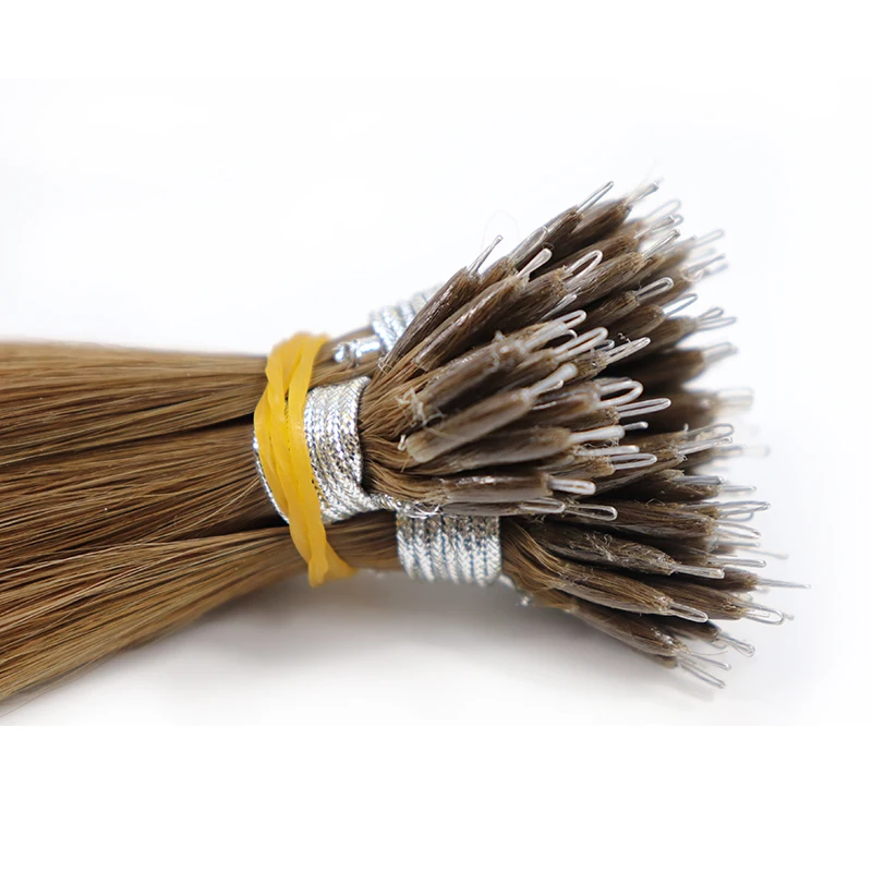 Hot Selling Remy Russian Nano keratin Hair extension Double Drawn Virgin Double Stranded Nano Ring Human Hair Extensions