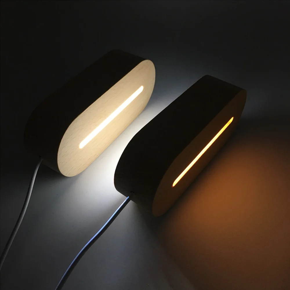 Wholesale Acrylic LED Lamp With 3D Wood Base USB Projection Touch Power Generation for Bedroom and Home Decor