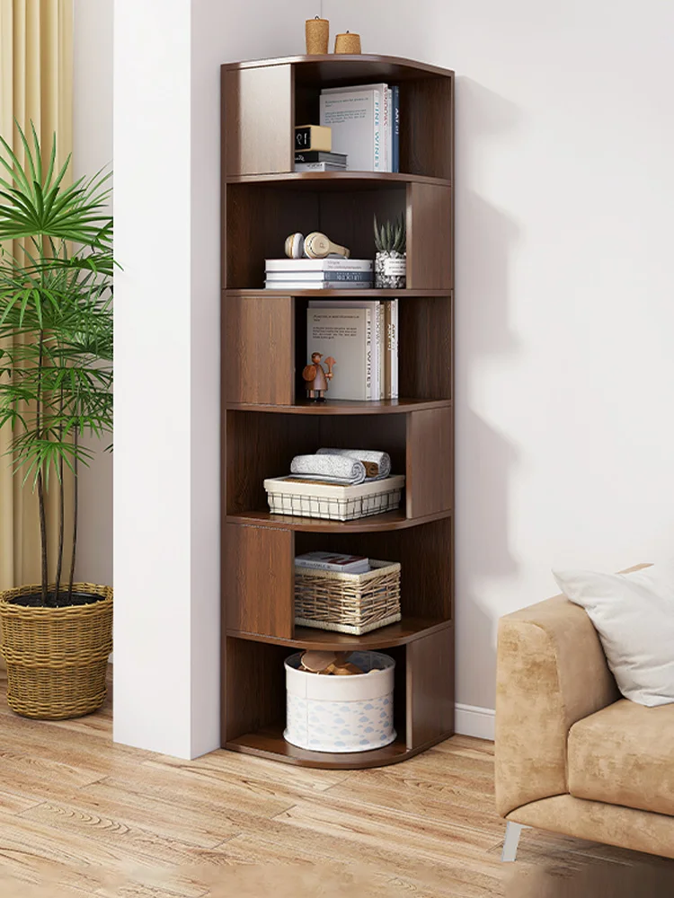Factory customization bookcase modern luxury living room bookshelf wooden library rotating bookcase