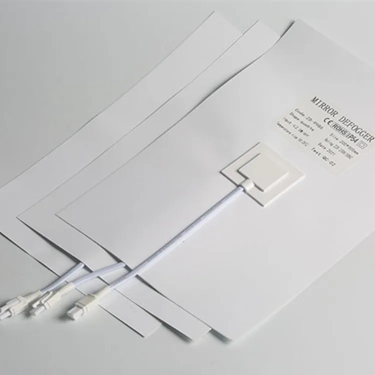 Customize Factory Mirror Glass PET 12V 110V 220V Heating Film Defogger Pad Anti-fog Sticker Mirror Defoger